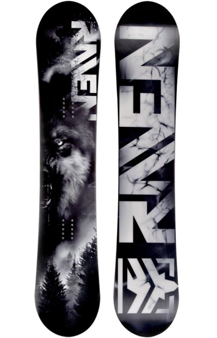 Pack snowboard Raven Lupus 163W + Fixations entrée arrière Raven FTM450 taille XL  